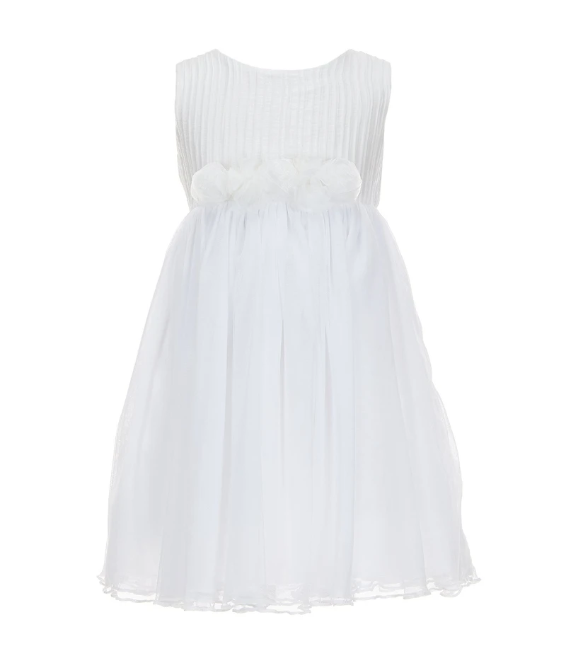 Bonnie Jean Little Girls Sleeveless Flower Trim Pleated Dress