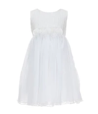 Bonnie Jean Little Girls Sleeveless Flower Trim Pleated Dress
