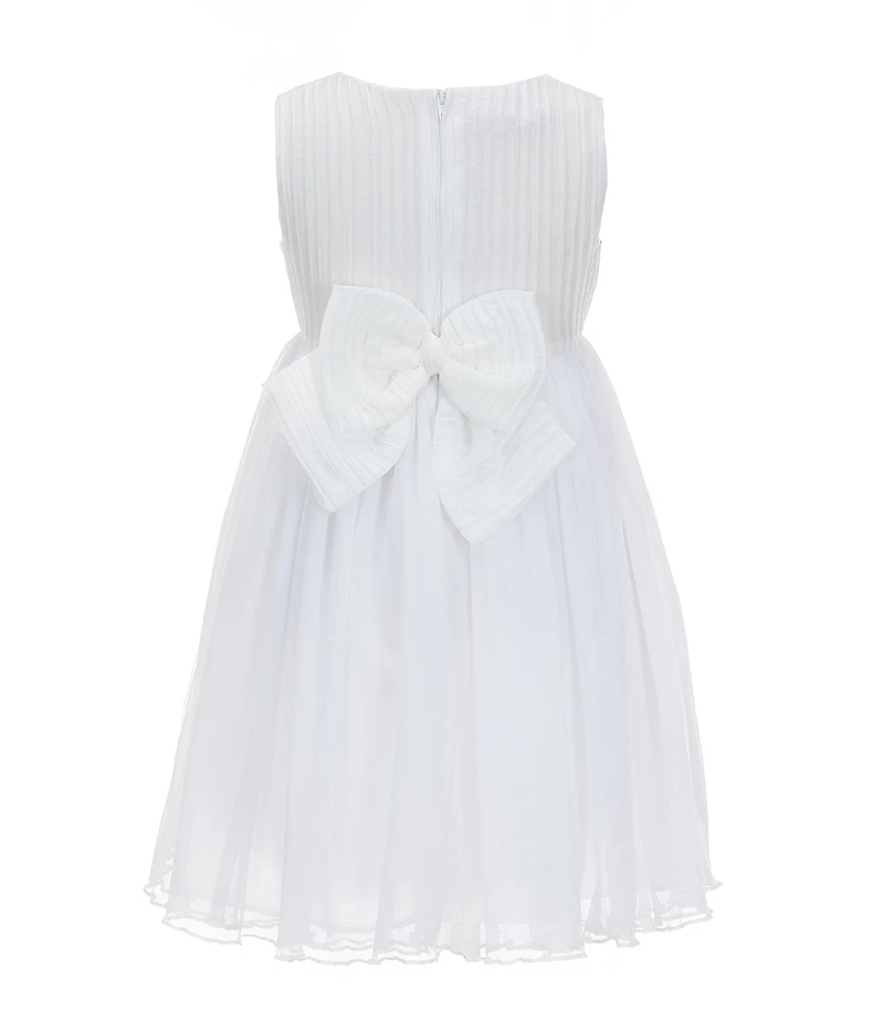 Bonnie Jean Little Girls Sleeveless Flower Trim Pleated Dress