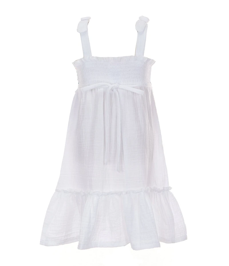 Bonnie Jean Little Girls Sleeveless Geometric-Crocheted-Bodice/Pleated Skirted Gauze Fit-And-Flare Dress