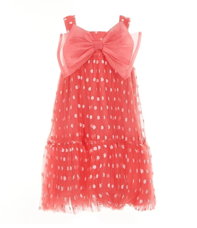 Bonnie Jean Little Girls Sleeveless Polka-Dotted Bow Babydoll Dress