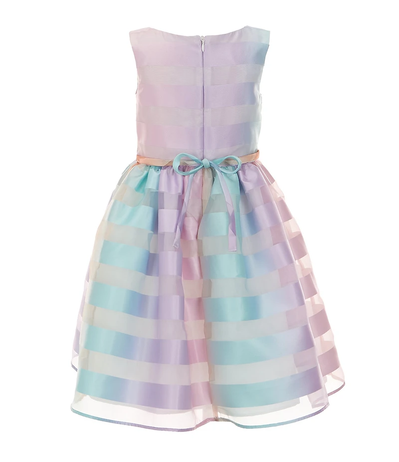Bonnie Jean Little Girls Sleeveless Rainbow-Shadow-Stripe Fit & Flare Dress