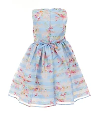 Bonnie Jean Little Girls Sleeveless Shadow-Stripe/Floral-Printed Fit & Flare Dress