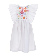 Bonnie Jean Little Girls Sleeveless Windowpane-Checked Ruffled Pinafore Dress