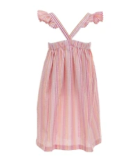 Bonnie Jean Little Girls Smocked Flamingo Embroidered Stripe Seersucker Sundress