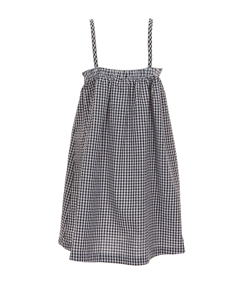 Bonnie Jean Little Girls Tie Shoulder Smocked Strawberry Embroidery Gingham Seersucker Sundress