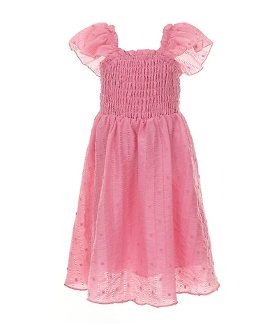 Bonnie Jean Little Girls Flutter-Sleeve Smocked-Bodice Midi Dress