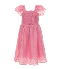 Bonnie Jean Little Girls Flutter-Sleeve Smocked-Bodice Midi Dress