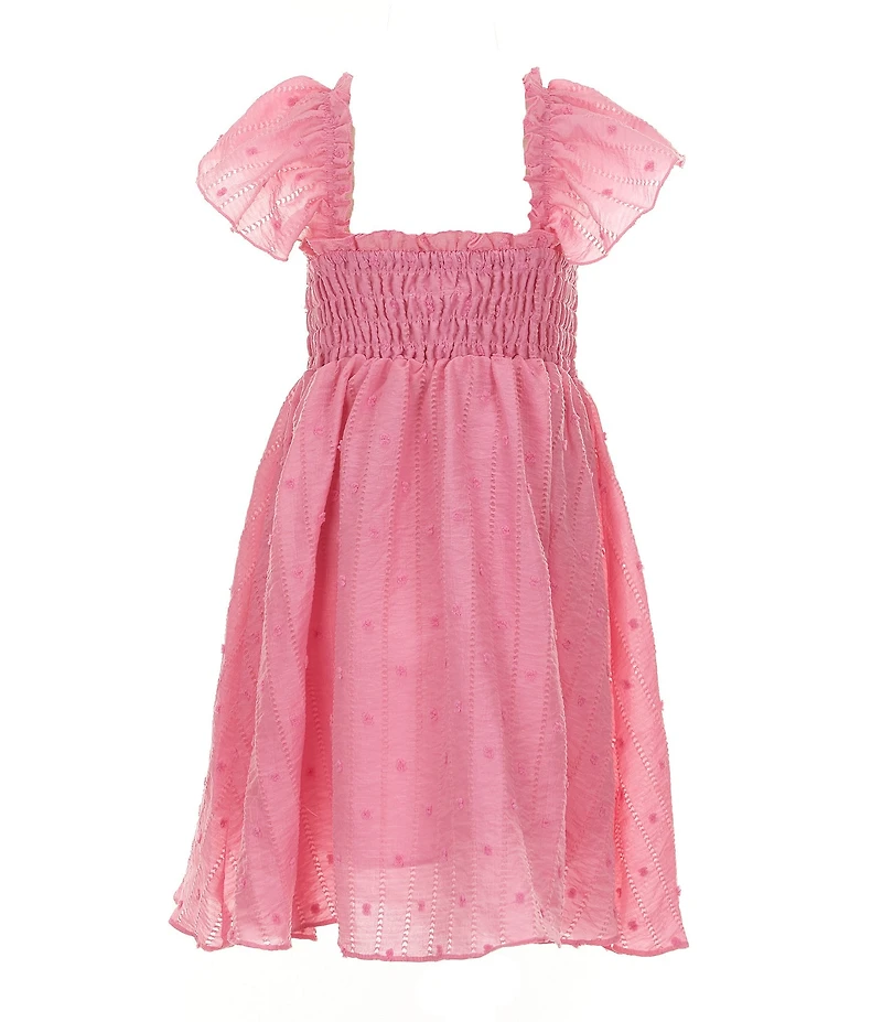 Bonnie Jean Little Girls Flutter-Sleeve Smocked-Bodice Midi Dress