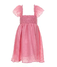 Bonnie Jean Little Girls Flutter-Sleeve Smocked-Bodice Midi Dress
