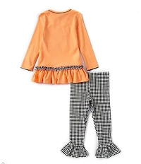 Bonnie Jean Little Girls Long-Sleeve Happy Ghost A-Line Dress & Checked Leggings Set