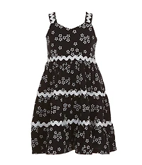 Bonnie Jean Little Girls Ric-Rac Trim Floral Gauze Printed Sundress