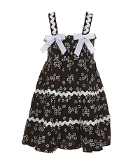 Bonnie Jean Little Girls Ric-Rac Trim Floral Gauze Printed Sundress