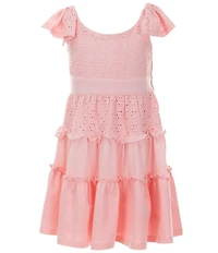 Bonnie Jean Little Girls Flutter-Sleeve Bodice/Solid/Eyelet-Embroidered/Striped Tier Dress