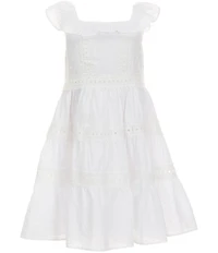 Bonnie Jean Little Girls Flutter-Sleeve Clip-Dot Lace Fit-And-Flare Dress
