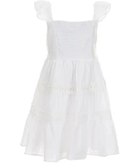Bonnie Jean Little Girls Flutter-Sleeve Clip-Dot Lace Fit-And-Flare Dress