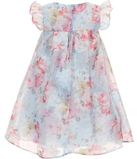 Bonnie Jean Little Girls Flutter-Sleeve Floral Jacquard Chiffon Trapeze Dress