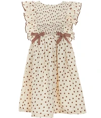 Bonnie Jean Little Girls Flutter Sleeve Polka Dot Cotton Gauze Dress