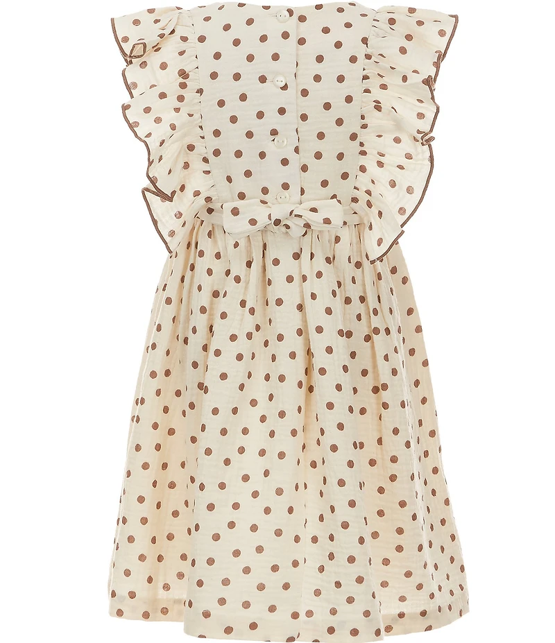 Bonnie Jean Little Girls Flutter Sleeve Polka Dot Cotton Gauze Dress