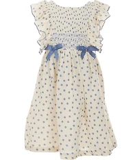 Bonnie Jean Little Girls Flutter Sleeve Polka Dot Cotton Gauze Dress