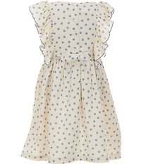 Bonnie Jean Little Girls Flutter Sleeve Polka Dot Cotton Gauze Dress