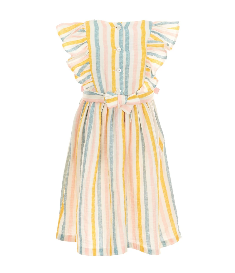 Bonnie Jean Little Girls Flutter-Sleeve Striped Fit-And-Flare Dress