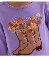 Bonnie Jean Little Girls Long-Sleeve Boot Appliqued T-Shirt & Frayed-Hem Jeans Set