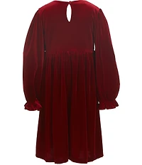 Bonnie Jean Little Girls Long-Sleeve Bow-Accented Empire-Waist Velvet Dress