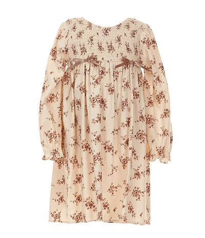 Bonnie Jean Little Girls Long-Sleeve Ditsy-Floral Smocked-Detailed Empire-Waist Dress