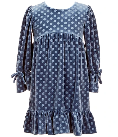 Bonnie Jean Little Girls Long Sleeve Embossed Stretch Velvet Empire-Waist Dress