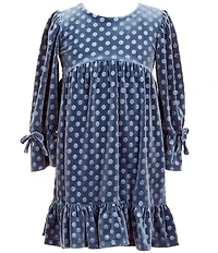 Bonnie Jean Little Girls Long Sleeve Embossed Stretch Velvet Empire-Waist Dress