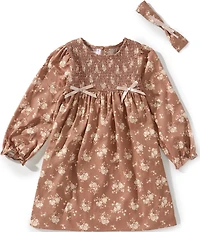 Bonnie Jean Little Girls Long Sleeve Floral Print Empire Waist Dress