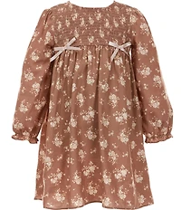 Bonnie Jean Little Girls Long Sleeve Floral Print Empire Waist Dress