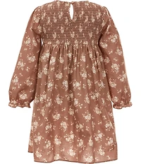 Bonnie Jean Little Girls Long Sleeve Floral Print Empire Waist Dress