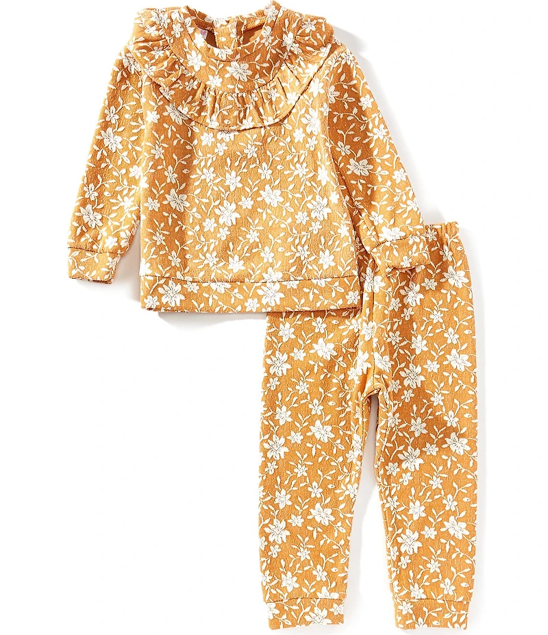 Bonnie Jean Little Girls Long-Sleeve Flower-Printed Ruffle-Trimmed Tunic Top & Matching Leggings Set