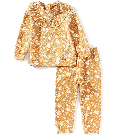 Bonnie Jean Little Girls Long-Sleeve Flower-Printed Ruffle-Trimmed Tunic Top & Matching Leggings Set