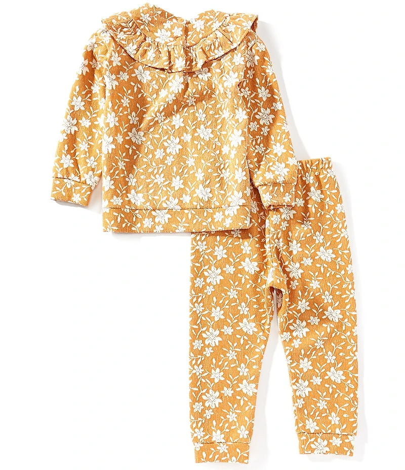 Bonnie Jean Little Girls Long-Sleeve Flower-Printed Ruffle-Trimmed Tunic Top & Matching Leggings Set