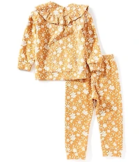 Bonnie Jean Little Girls Long-Sleeve Flower-Printed Ruffle-Trimmed Tunic Top & Matching Leggings Set