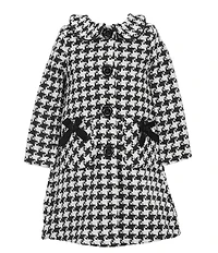 Bonnie Jean Little Girls Long-Sleeve Houndstooth Coat & Textured-Knit/Houndstooth Drop-Waist Dress Set