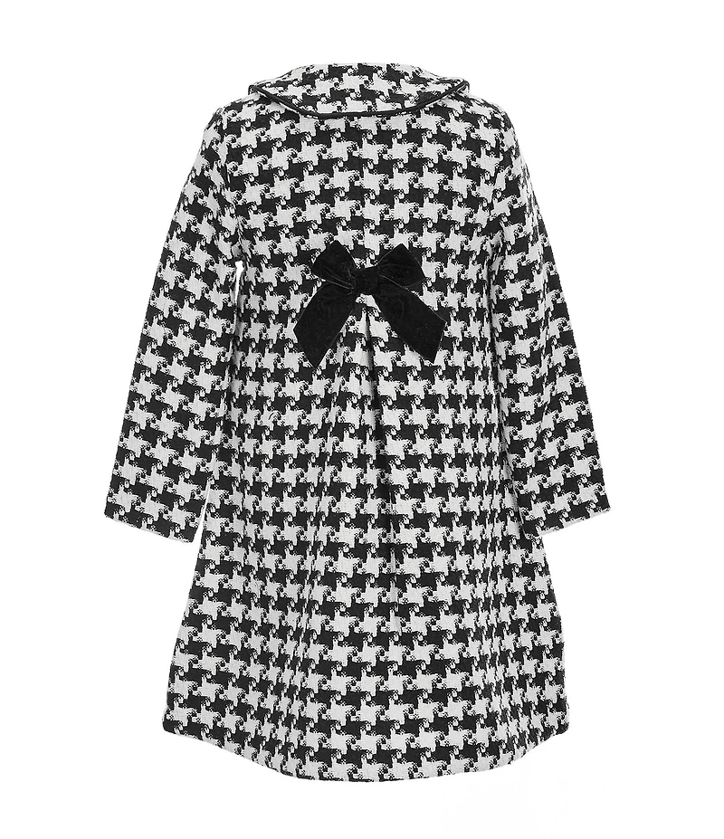 Bonnie Jean Little Girls Long-Sleeve Houndstooth Coat & Textured-Knit/Houndstooth Drop-Waist Dress Set