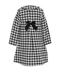 Bonnie Jean Little Girls Long-Sleeve Houndstooth Coat & Textured-Knit/Houndstooth Drop-Waist Dress Set