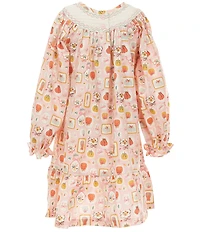Bonnie Jean Little Girls Long Sleeve Mixed Media Pumpkin Smocked Dress