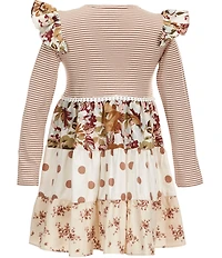 Bonnie Jean Little Girls Long Sleeve Mixed Print Long Sleeve Dress