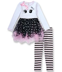 Bonnie Jean Little Girls Long Sleeve Mummy Graphic Tutu Dress & Stripe Leggings Set