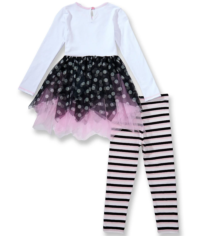 Bonnie Jean Little Girls Long Sleeve Mummy Graphic Tutu Dress & Stripe Leggings Set