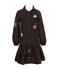 Bonnie Jean Little Girls Long-Sleeve Patch-Motif Shirtdress