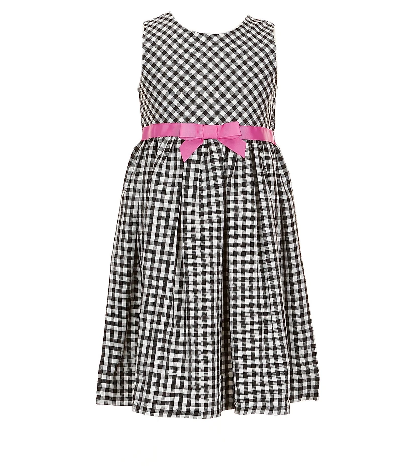 Bonnie Jean Little Girls Long-Sleeve Solid Faux-Sherpa Coat & Sleeveless Plaid Fit-And-Flare Dress