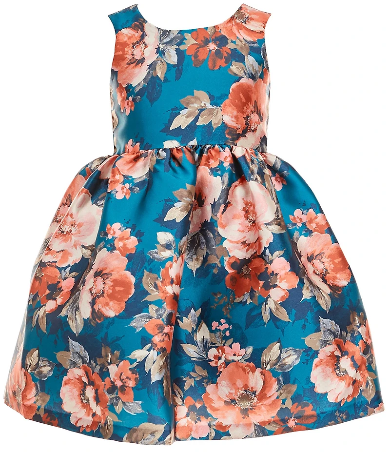 Bonnie Jean Little Girls Long-Sleeve Solid Textured-Knit Cardigan & Sleeveless Floral Mikado Fit-And-Flare Dress