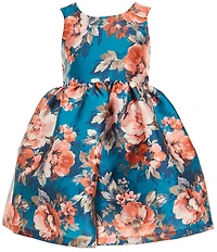 Bonnie Jean Little Girls Long-Sleeve Solid Textured-Knit Cardigan & Sleeveless Floral Mikado Fit-And-Flare Dress