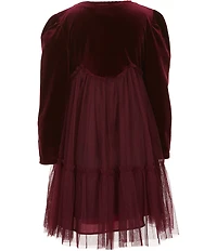 Bonnie Jean Little Girls Long Sleeve Velvet Bodice Tiered Mesh Skirt Dress